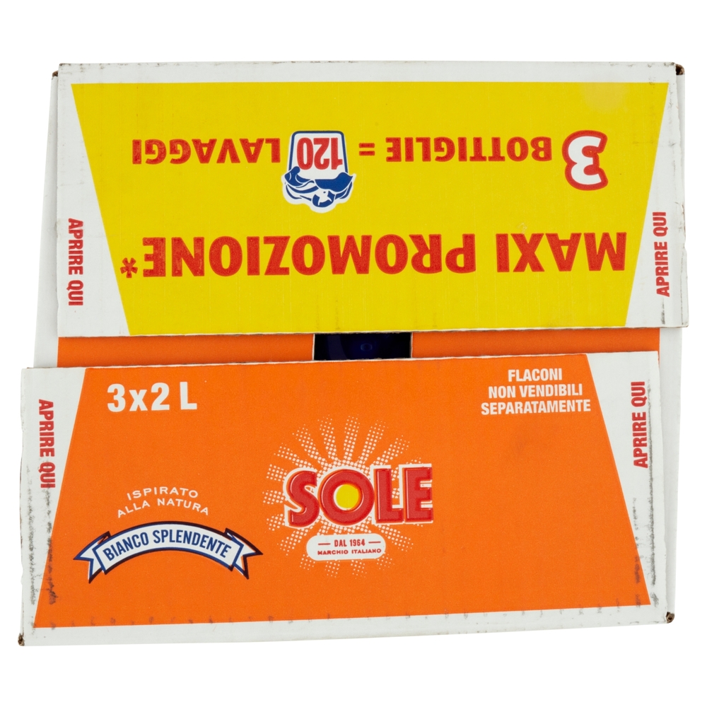 Sole Detersivo lavatrice Bianco Splendente 120 lavaggi 3 x 2 L